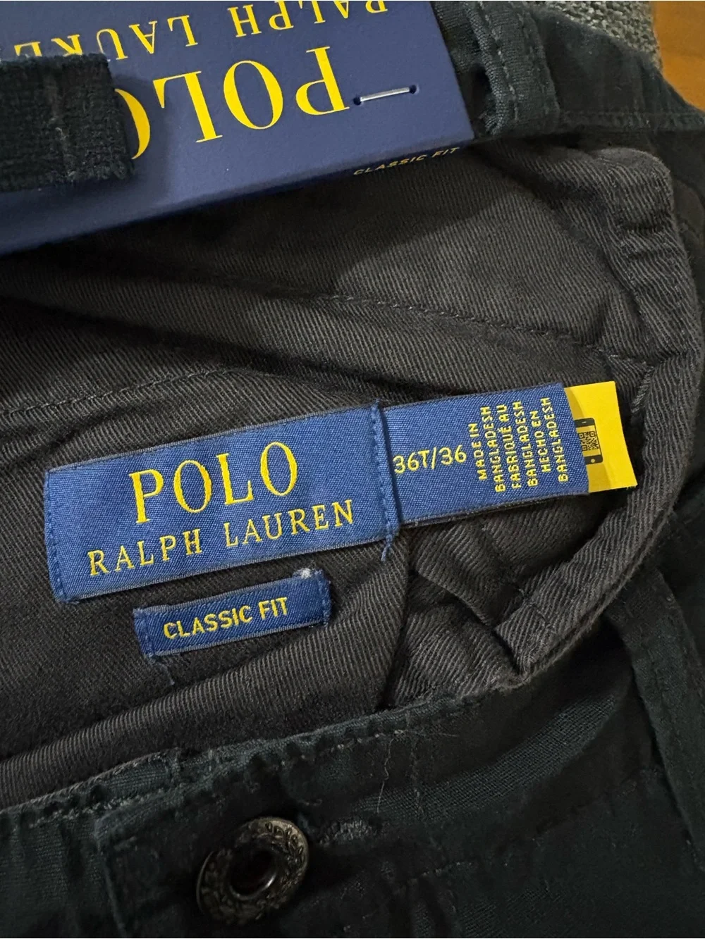 NWT Polo Ralph Lauren Utility Cargo Pants Black Classic Fit 36x36